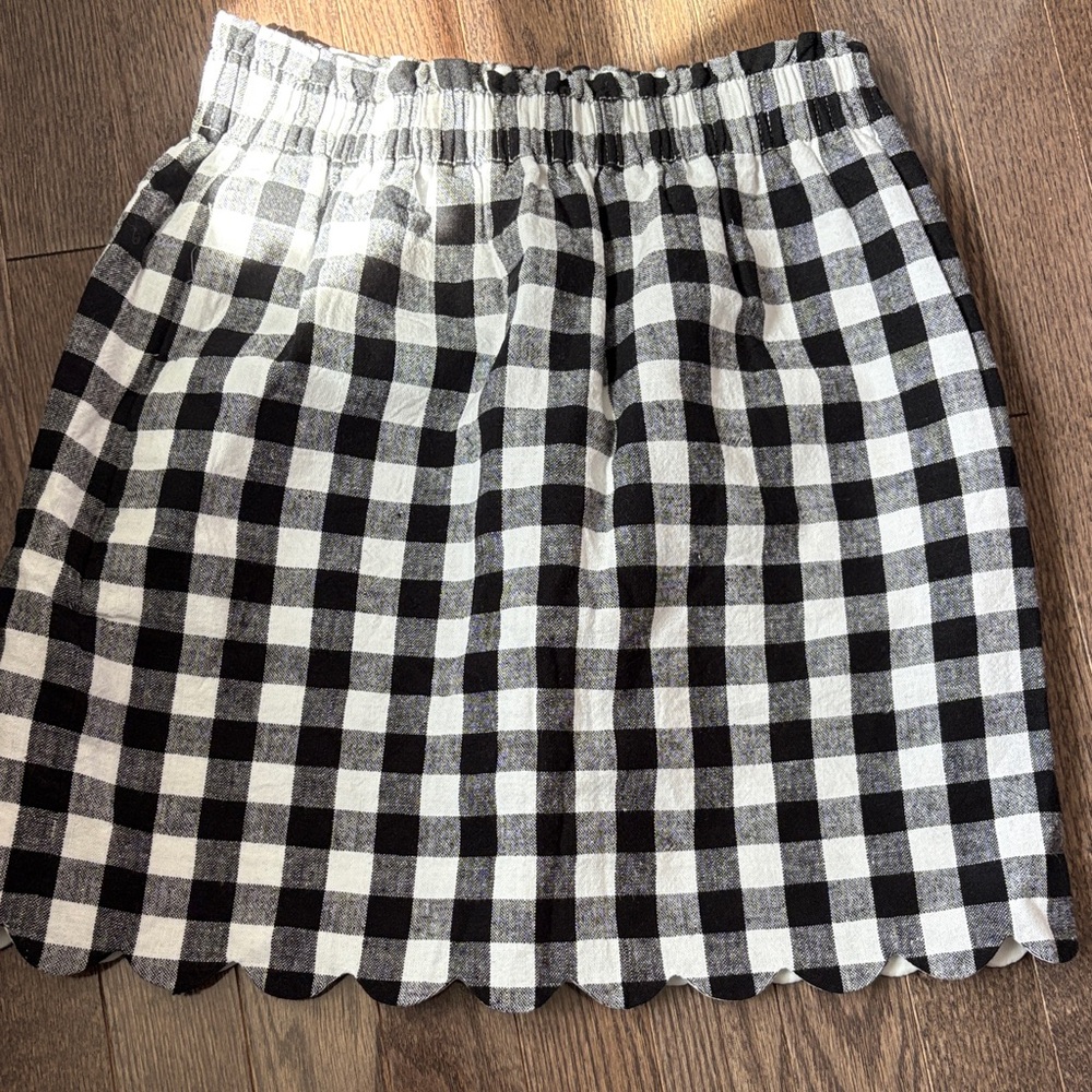 J. Crew Black and White Gingham Mini Skirt
